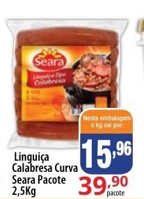 Linguica Calabresa Curva Seara pacote 2.5kg