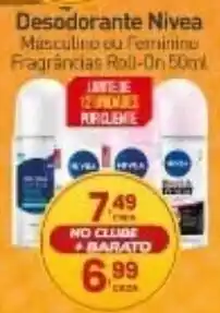 Rede Bom Lugar Desodorante nivea masculino ou feminino fragrancias roll-on 50ml oferta