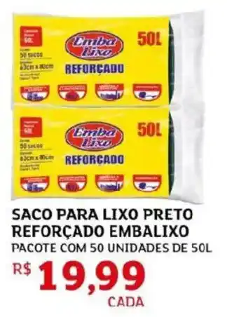 Saco para lixo preto reforçado embalixo