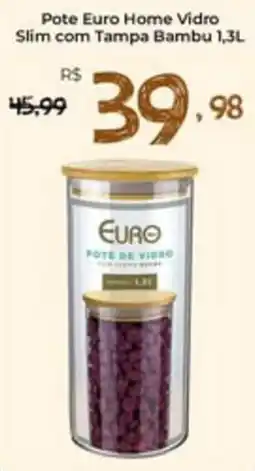 Unicompra Pote euro home vidro slim com tampa bambu oferta