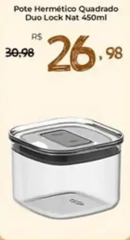 Unicompra Pote Hermético Quadrado Duo Lock Nat oferta