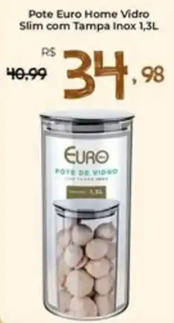 Unicompra Pote euro home vidro slim com tampa inox oferta