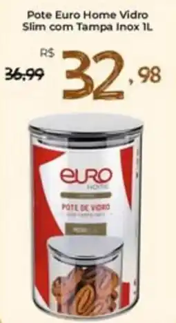 Unicompra Pote euro home vidro slim com tampa inox 1l oferta