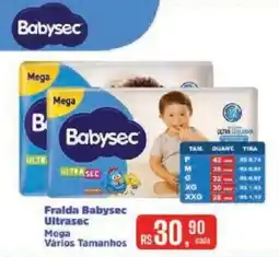 Supermercados Mateus Fralda babysec ultrasec mega vários tamanhos oferta