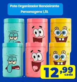 X Supermercados Pote Organizador Bandeirante Personagens oferta