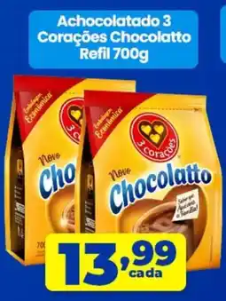 X Supermercados Achocolatado 3 Corações Chocolatto oferta