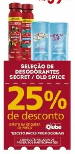Bistek Supermercados seleção de desodorantes secret / old spice oferta