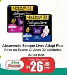 Oriundi Absorvente sempre livre adapt plus seca ou suave c/ abas oferta