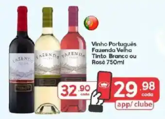 Supermercados Princesa Vinho Português Fazenda Velha Tinto. Branco ou Rosé oferta