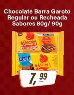 Rede Supermarket Chocolate Barra Garoto Regular ou Recheada Sabores 80g/90g oferta