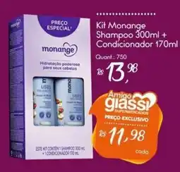 Giassi Supermercados Kit Monange Shampoo + Condicionador oferta