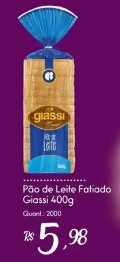 Giassi Supermercados Pão de Leite Fatiado Giassi oferta