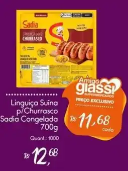 Giassi Supermercados Linguiça Suína p/Churrasco Sadia Congelada oferta