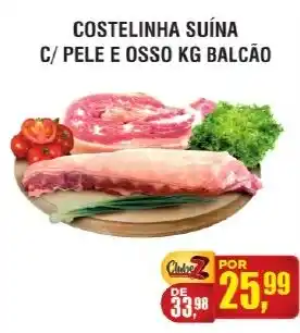 Zebu Carnes Supermercados Costelinha suína c/ pele e osso kg balcão oferta