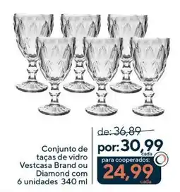 Coop Conjunto de taças de vidro Vestcasa Brand ou Diamond oferta