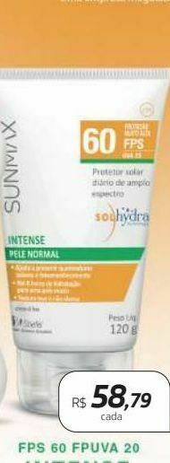 Drogal Protetor solar sunmax intense fps60 120g oferta