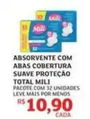 Assaí Atacadista Mili - absorvente com abas cobertura suave proteção total oferta