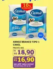 Assaí Atacadista Camil - arroz branco tipo 1 oferta