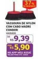 Assaí Atacadista Condor - vassoura de nylon com cabo madri oferta