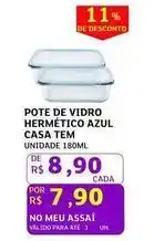 Assaí Atacadista Pote de vidro hermetico azul casa tem oferta