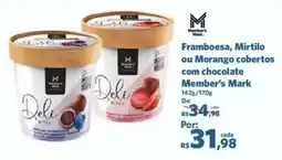 Sam's Club Framboesa, Mirtilo ou Morango cobertos com chocolate Member's Mark oferta