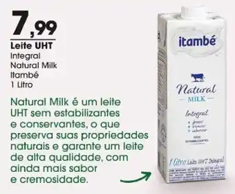 Leite uht integral natural milk itambé