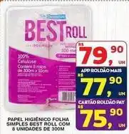Roldão Premium - papel higiênico folha simples roll com 8 unidades de 300m oferta