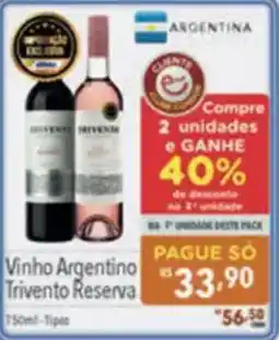 Supermercados Condor Vinho Argentino Trivento Reserva oferta