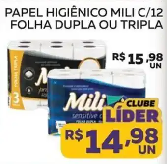 Lider Atacadista Papel higiênico mili c/12 folha dupla ou tripla oferta