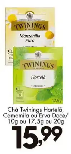 Confiança Supermercados Chá Twinings Hortelã, Camomila ou Erva Doce oferta