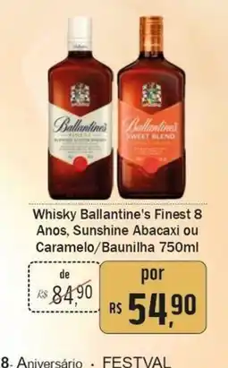 Festval Whisky Ballantine's Finest 8 Anos, Sunshine Abacaxi ou Caramelo/Baunilha oferta