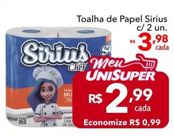 UniSuper Toalha de papel sirius oferta