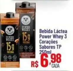 Max Atacadista Bebida Láctea Power Whey 3 Corações Sabores TP oferta