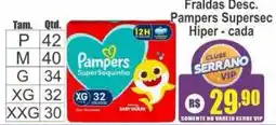 Serrano Supermercado Fraldas Desc. Pampers Supersec Hiper oferta
