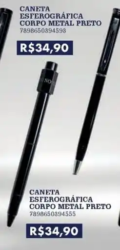 Livraria Leitura Caneta esferográfica corpo metal preto oferta