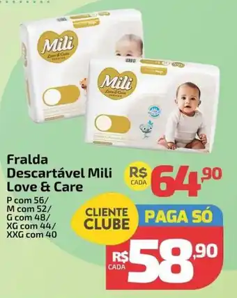 Supermercado Jacomar Fralda descartável mili love & care oferta