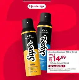 Lojas Americanas Cimed - desodorante aerosol oferta