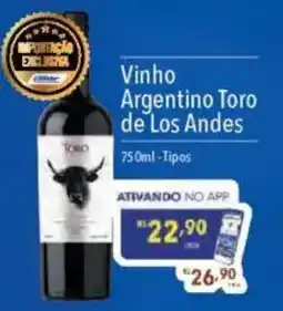 Supermercados Condor Vinho Argentino Toro de Los Andes oferta