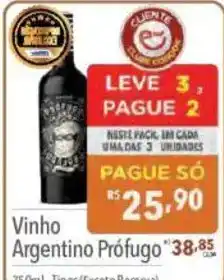 Supermercados Condor Vinho Argentino Prófugo oferta