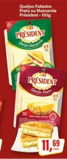 Rede Supermarket Queijos Fatiados Prato ou Mussarela Président oferta