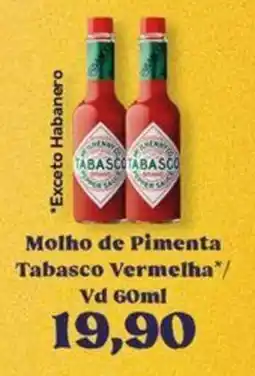 Supermercados Tauste molho de pimenta tabasco vermelha oferta