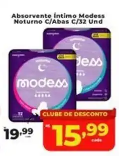 Rede uniforça Absorvente íntimo Modess Noturno C/Abas C/32 Und oferta