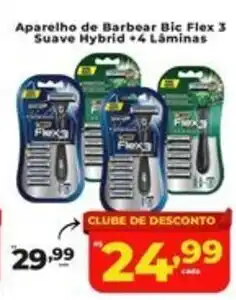 Rede uniforça Aparelho de Barbear Bic Flex 3 Suave Hybrid oferta