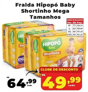 Rede uniforça Fralda hipopó baby shortinho mega tamanhos oferta