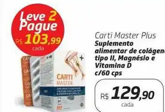 Drogal Carti Master Plus Suplemento Alimentar De Colágeno Tipo Ii Magnésio E Vitamina D C 60 Cps oferta