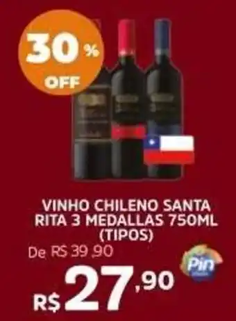 Pinheiro Supermercado vinho chileno santa rita 3 medallas oferta