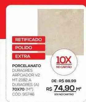 Porcelanato Duragres Arpoador V2 Mt 2182 A Duragres 70x70