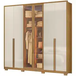 Benoit Guarda Roupa / Roupeiro Moval Atacama 6 Portas e 4 Gavetas Com Vidro Reflecta e Led 230 x 24 oferta