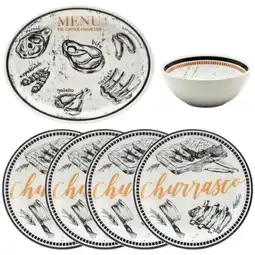 Benoit Conjunto de Churrasco Oxford Menu do Churrasqueiro 6 Peças Cerâmica oferta