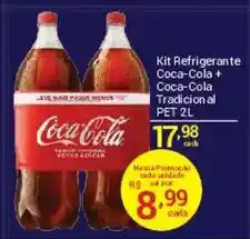 X Supermercados Kit Refrigerante Coca-Cola + Coca-Cola Tradicional al PET 2L oferta